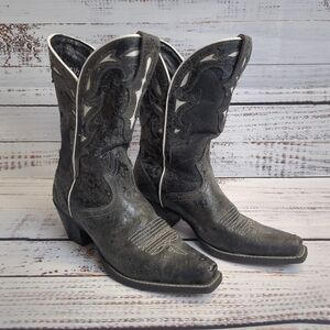 Ariat Women's Sidesaddle Punchy Black Leather Cowboy Boots 10008776 Size 7B